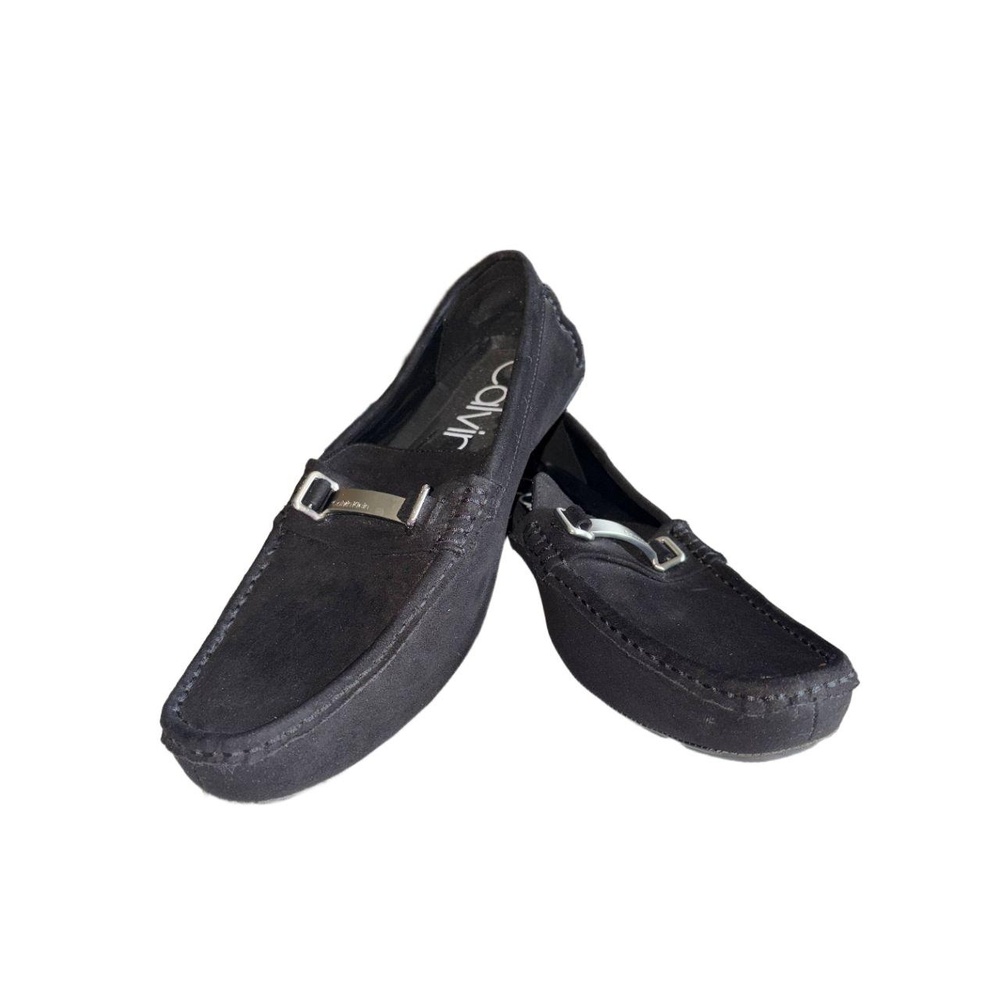 Calvin‎ Klein Loafers Mens 11 Black Silver Bit Buckle Moc Toe Slip On